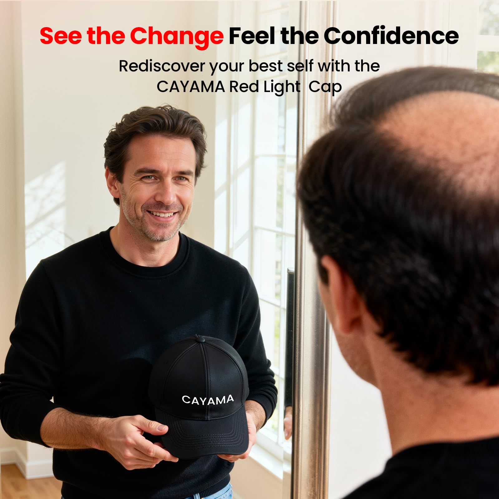 CAYAMA Casquette lumière rouge; focalisation sur la ligne frontale.