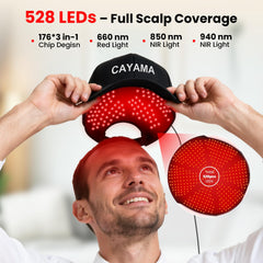Casquette Cayama lumière rouge: zone frontale mise en évidence.