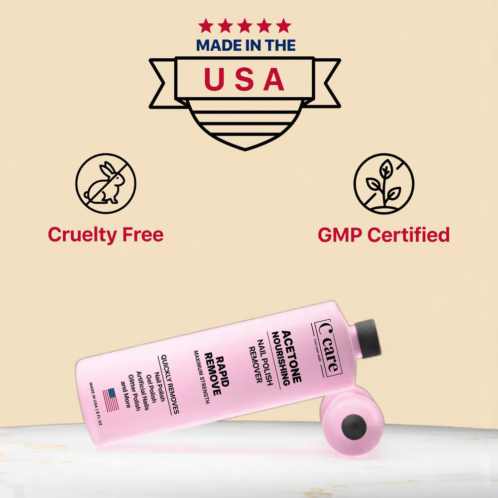 CCare dissolvant acétone pour ongles acryliques, prépare les ongles pour la prochaine étape