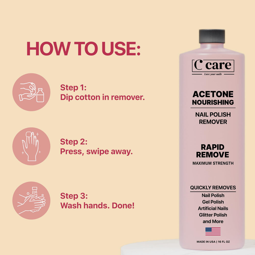 CCare dissolvant acétone vernis paillettes, retire les paillettes sans endommager les ongles