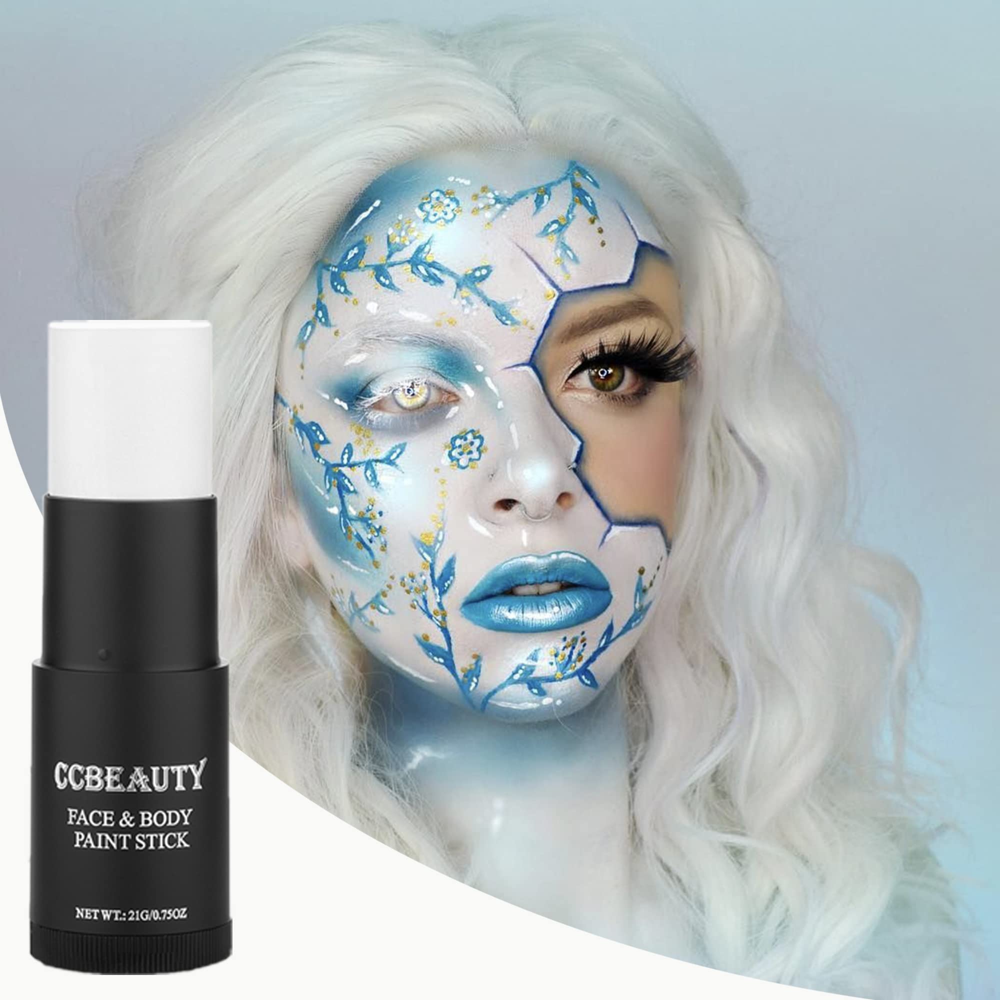 CCbeauty Clown White Face Paint Stick – parfait pour cosplay et effets spéciaux.