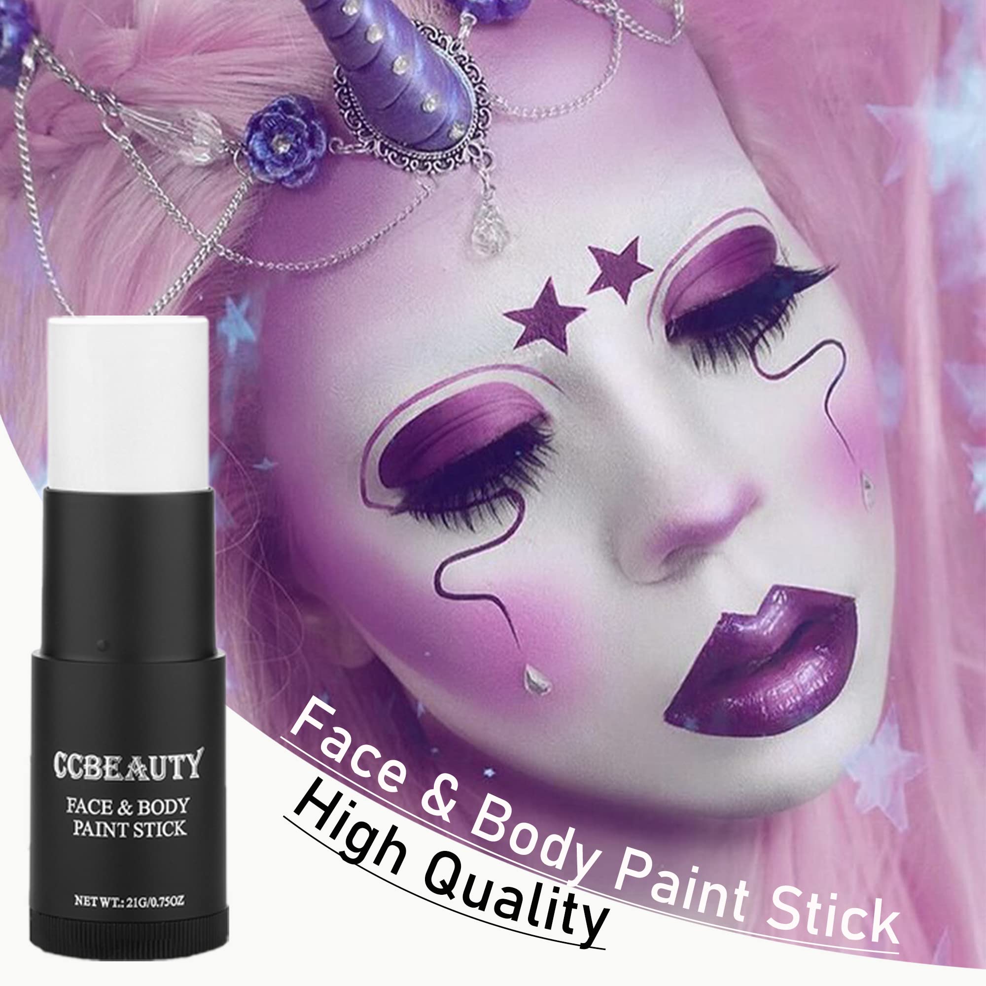CCbeauty Clown White Face Paint Stick – résistance à l’eau et tenue longue.