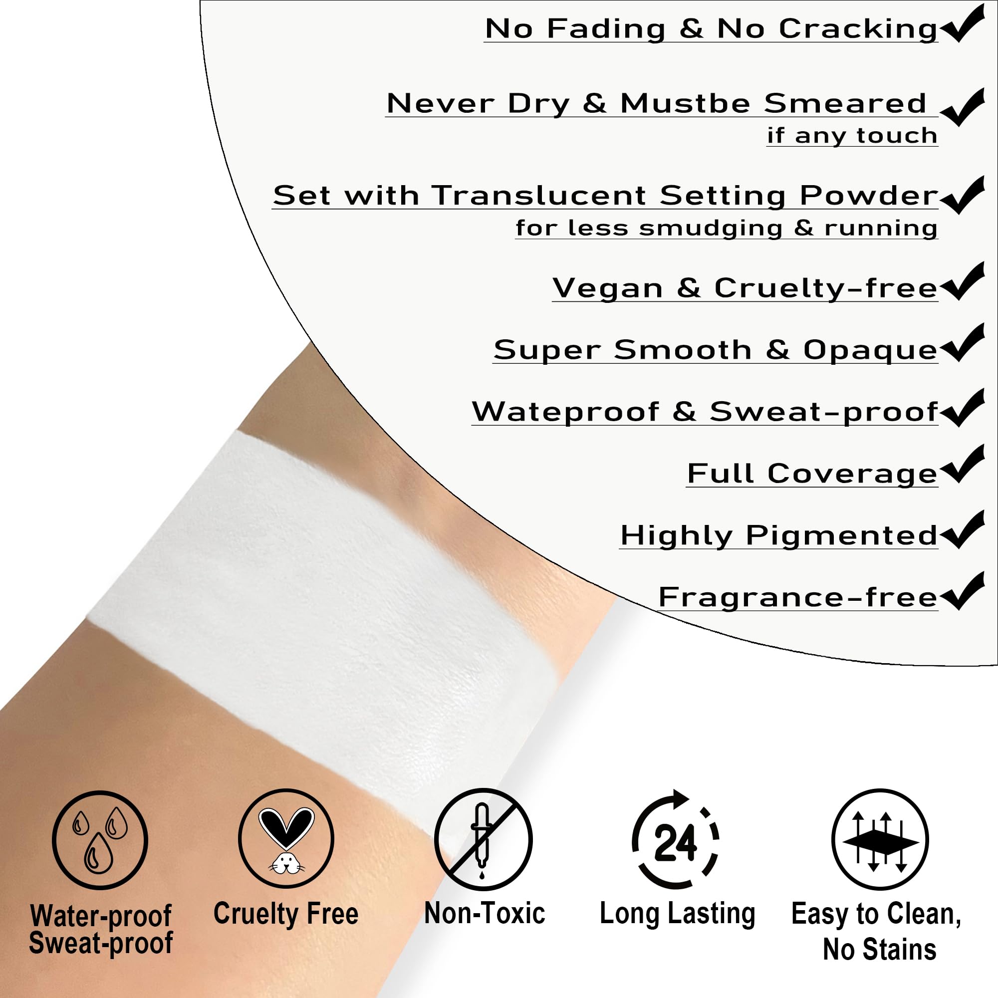 CCbeauty Clown White Face Paint Stick – texture veloutée facilitant l’application uniforme.
