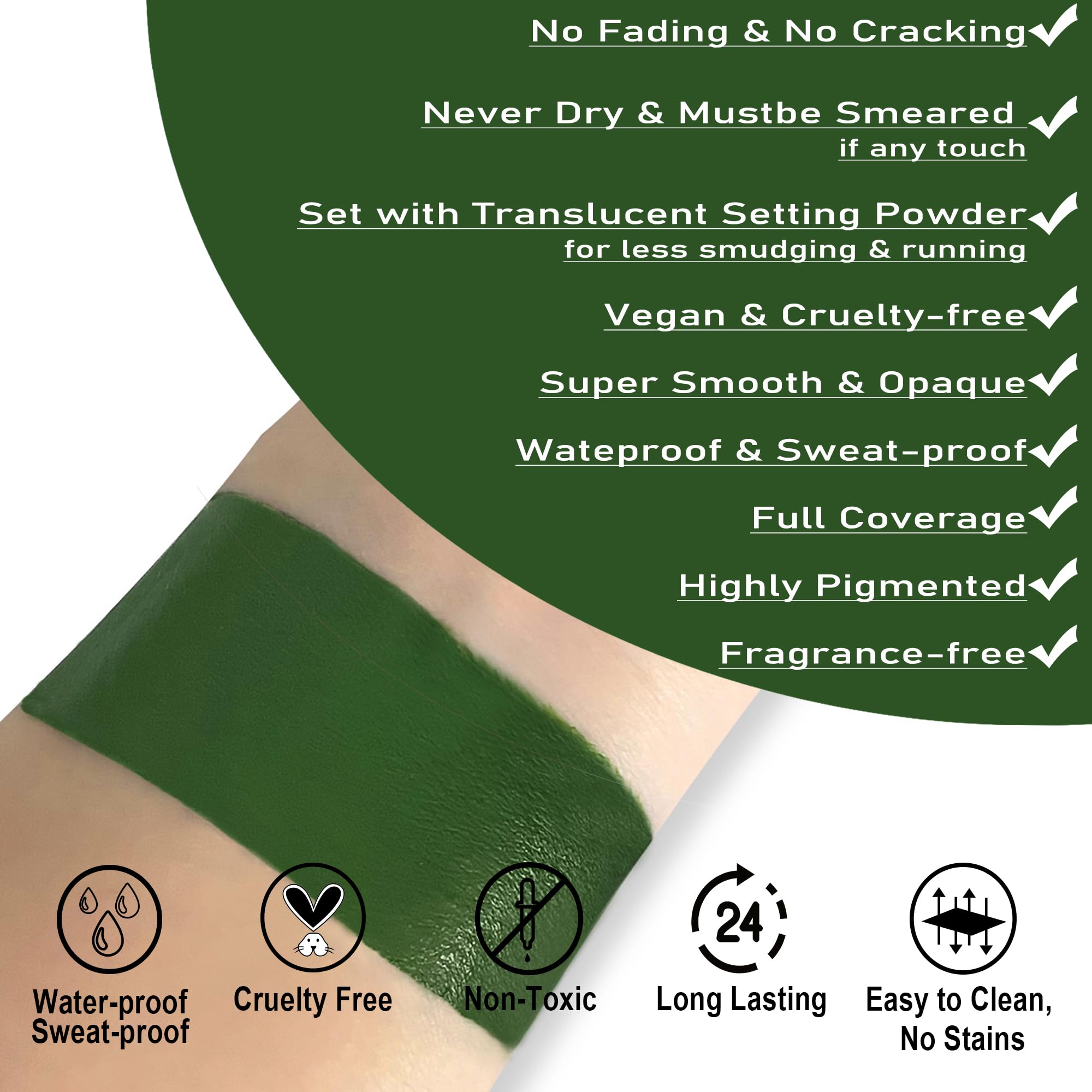 CCbeauty bâton-teint vert sorcier sur corps pour un look uniforme.