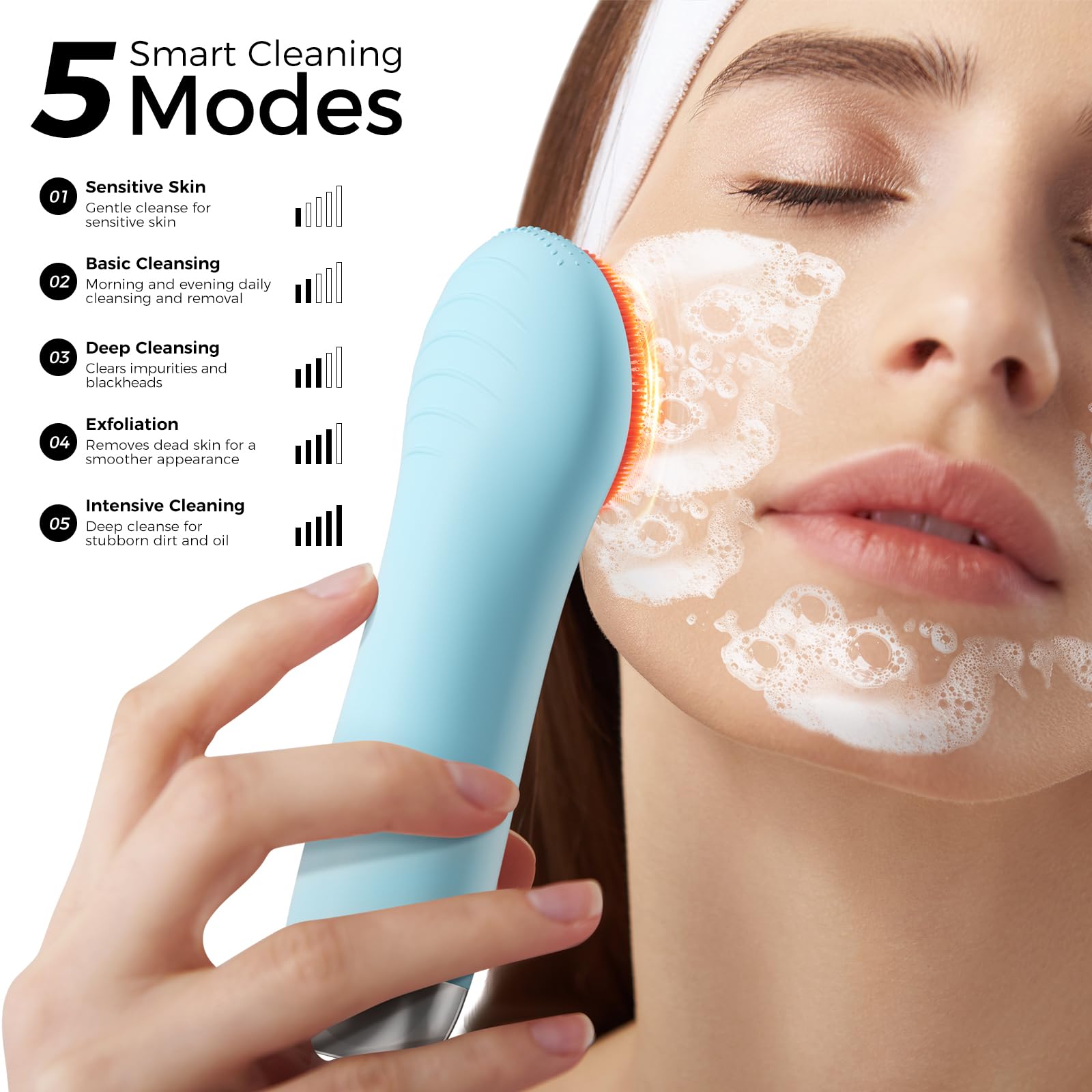 Ccigedy brosse visage utilisée sous douche avec étanchéité IPX7