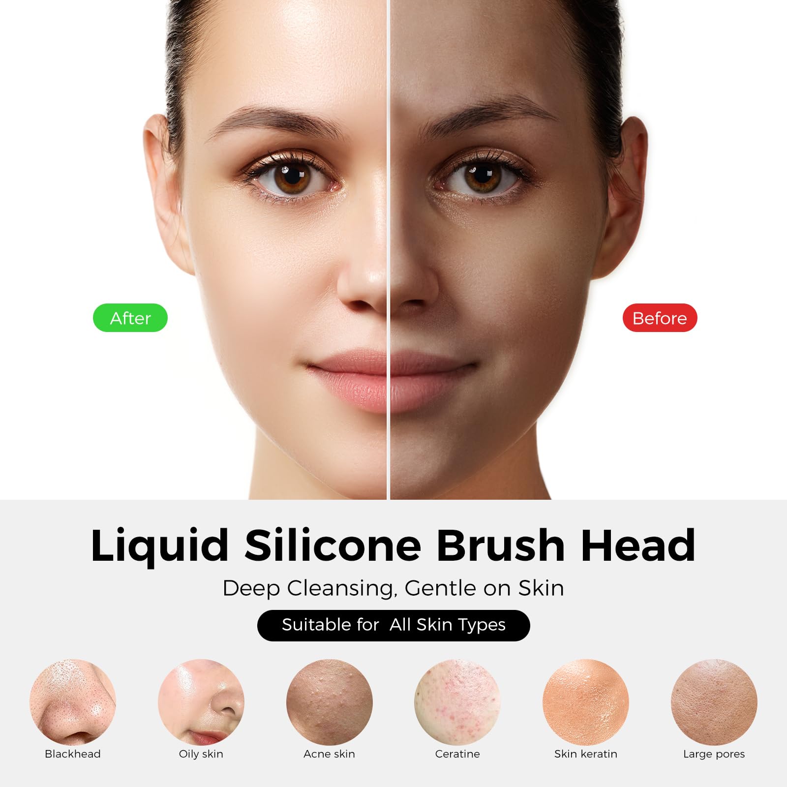 Ccigedy brosse-visage micro-vibrations délogent saletés et sébum en douceur.