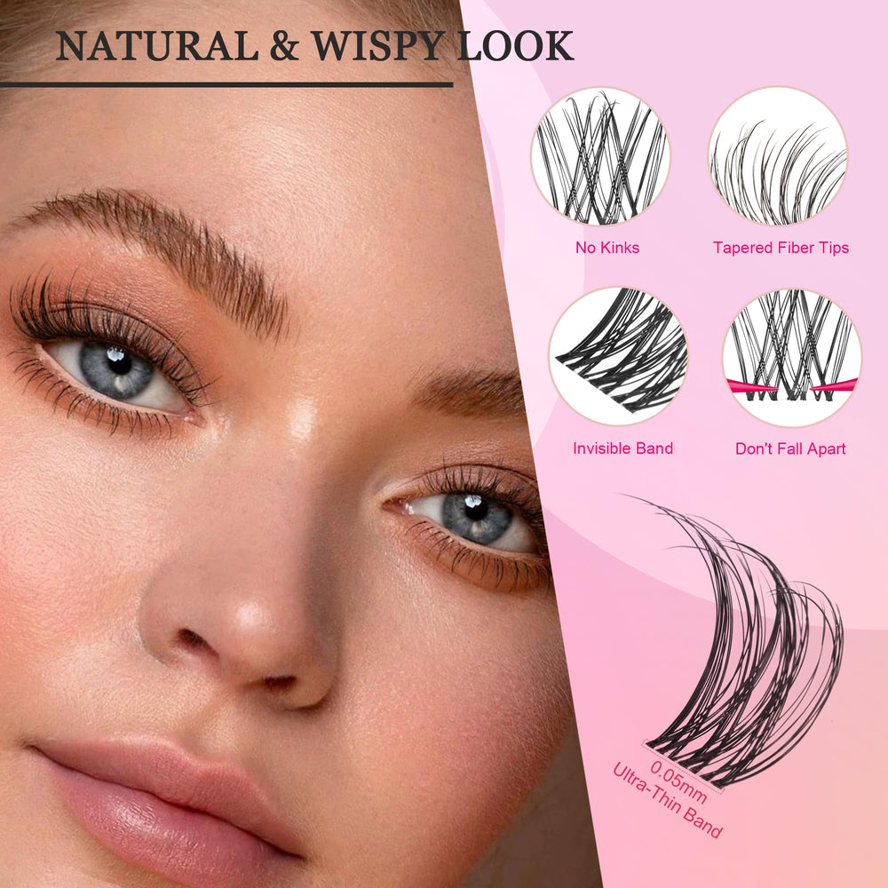 CCODDY Nova Lash Clusters Kit: fibres ultra-légères 0-07mm pour un regard léger.