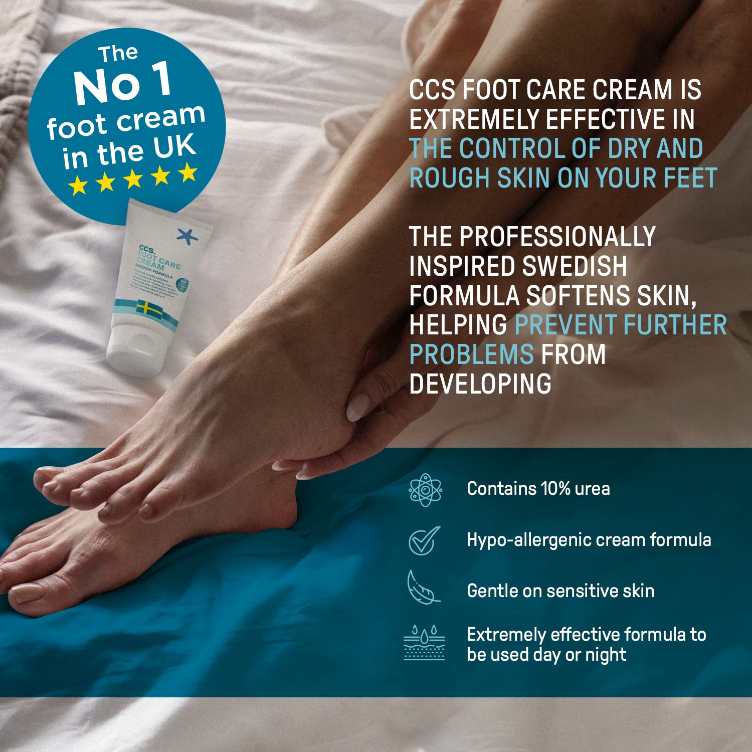 CCS Crème Pieds en action application sur peau sèche