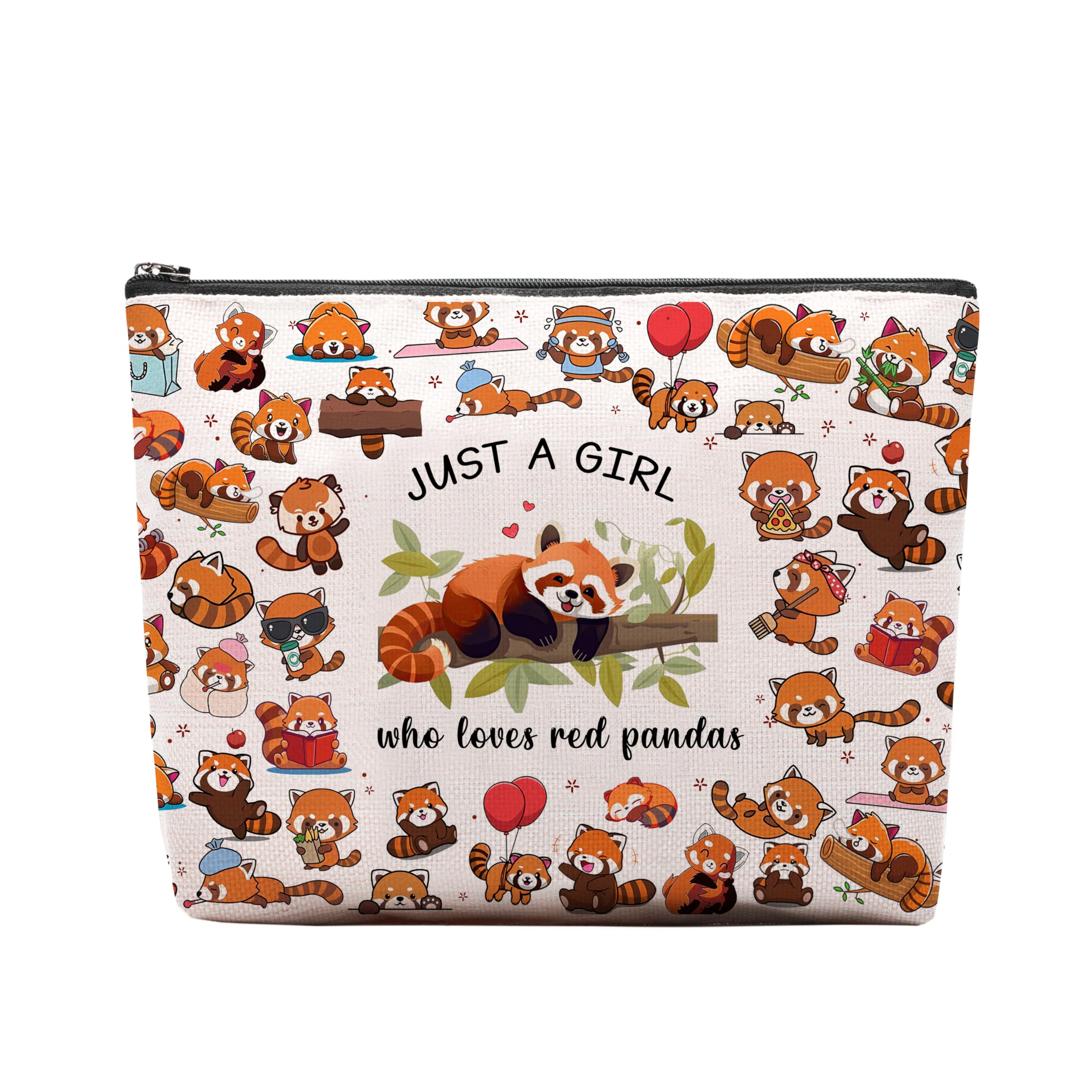 CEASQVAA sac ma quillage panda rouge, rangement pratique pour cosmétiques et petits objets.