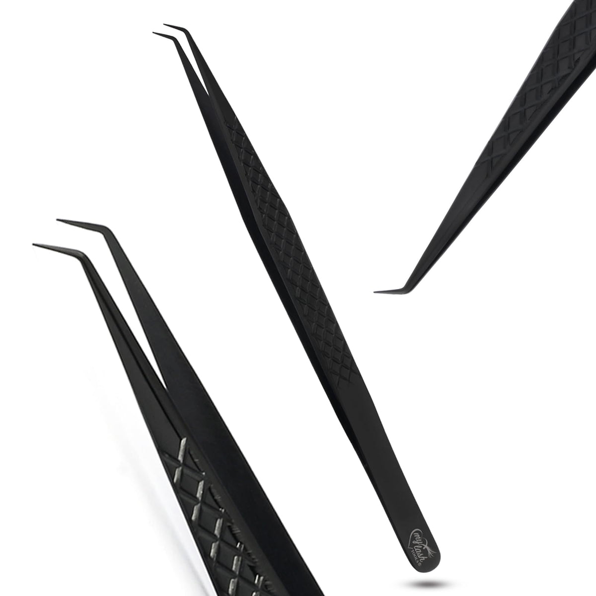 Cross Edge CEC pince isolation cils courbée 14cm noir précision pour extensions