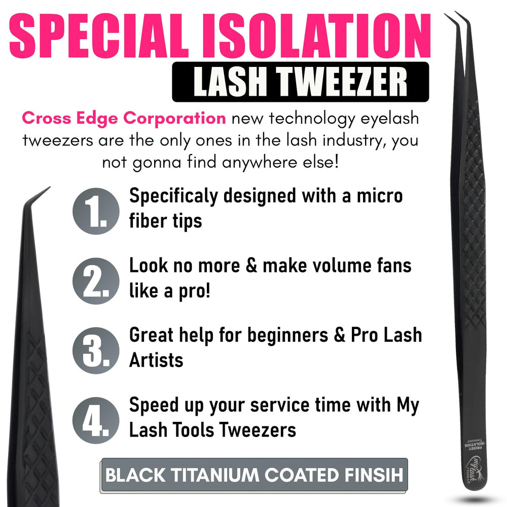 Cross Edge CEC pince isolation cils japonaise acier noir finition titanée