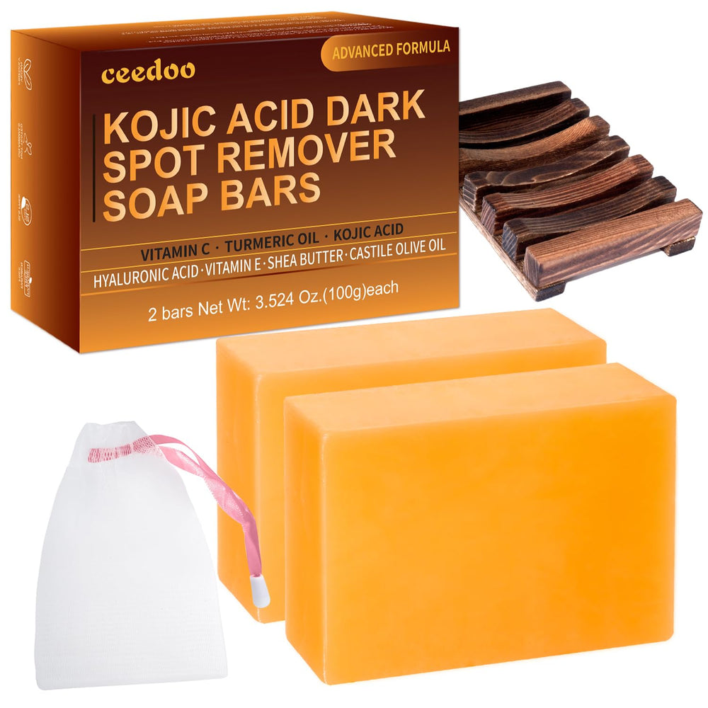 Savon Ceedoo acide kojique curcuma, teint potentiellement plus uniforme.