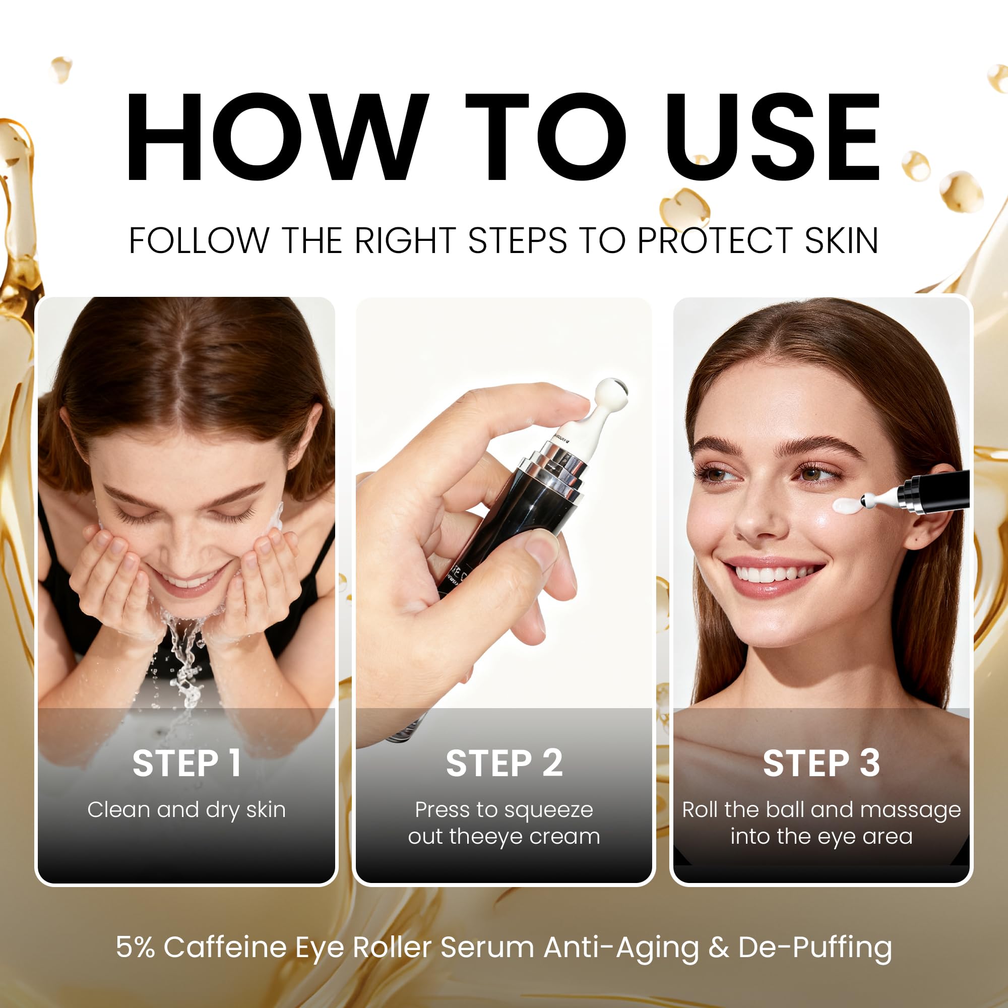 Applicateur Roller 360 pour une application confortable autour des yeux.