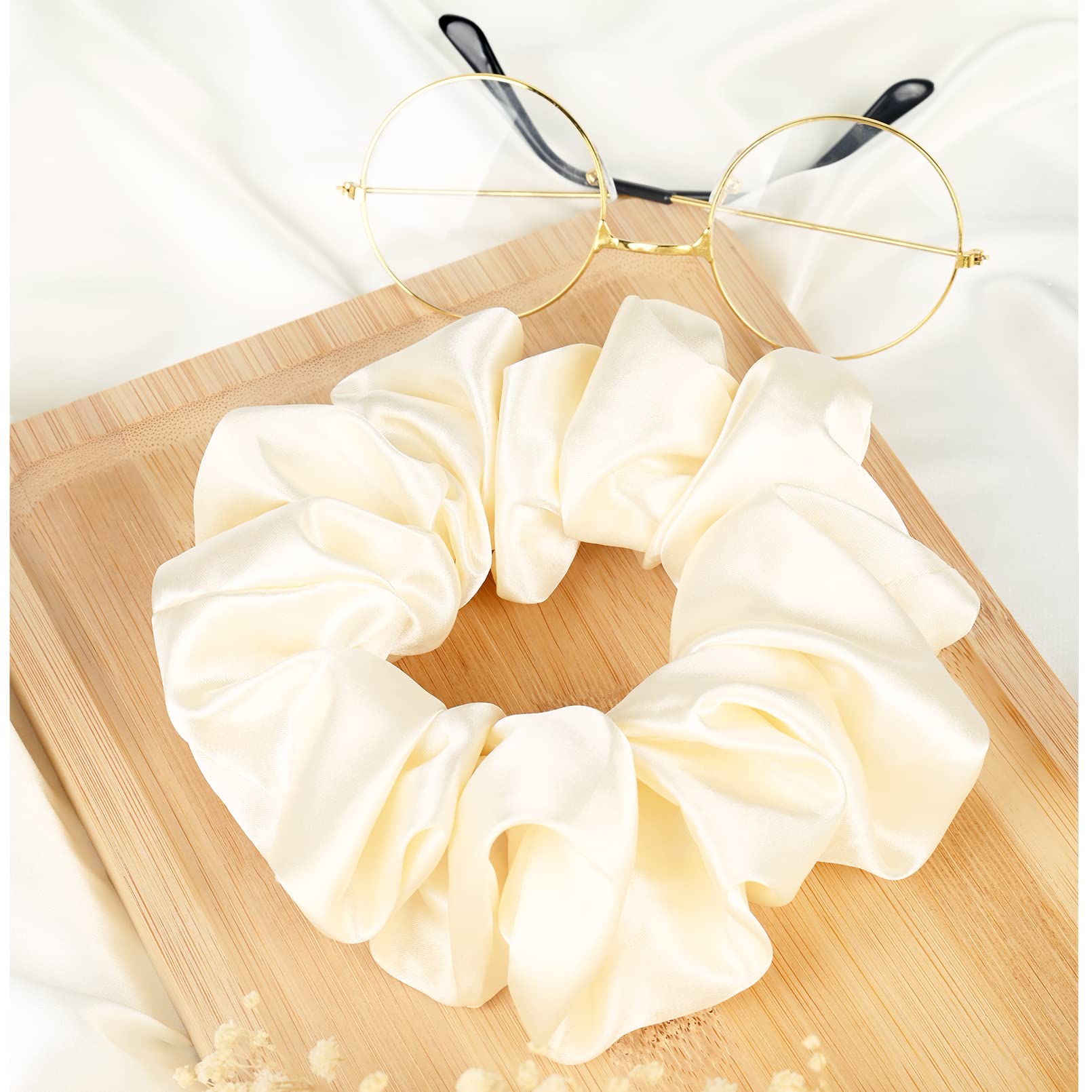 CEELGON chouchou satin brun foncé, élastique durable pour chignons volumineux.