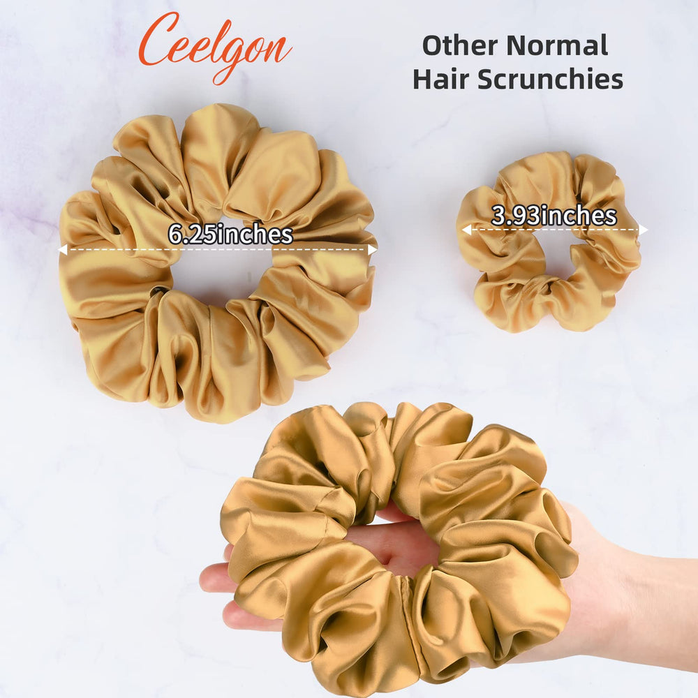 CEELGON chouchou satin café, idéal pour cheveux fins et queues volumineuses.