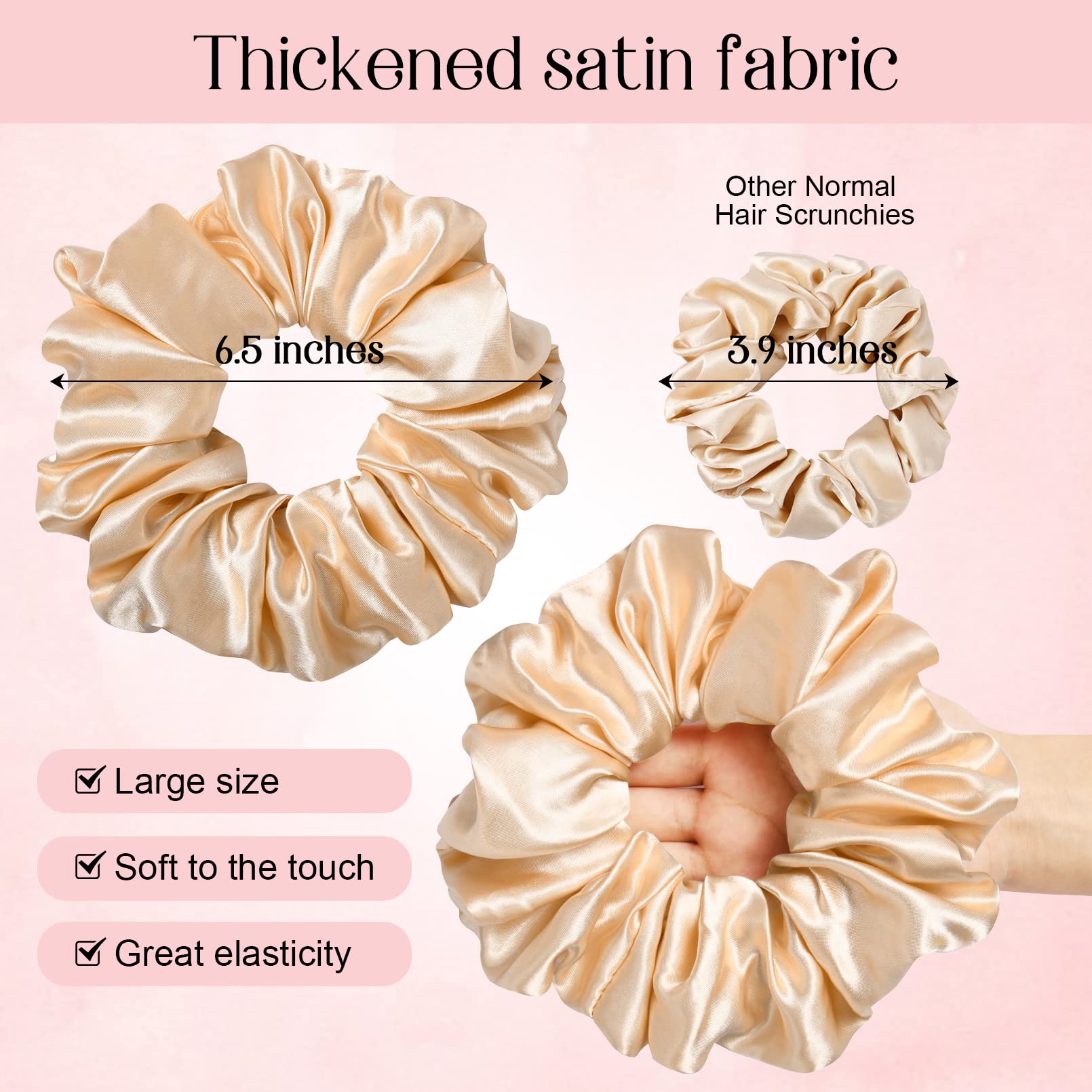 CEELGON scrunchie satin champagne, texture douce pour un style quotidien.