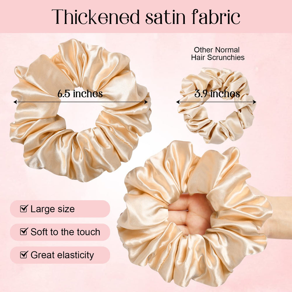 CEELGON scrunchie satin champagne, texture douce pour un style quotidien.