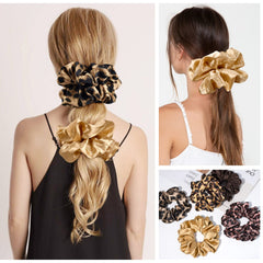 CEELGON scrunchie satin couleur café, parfait pour cheveux foncés et look décontracté