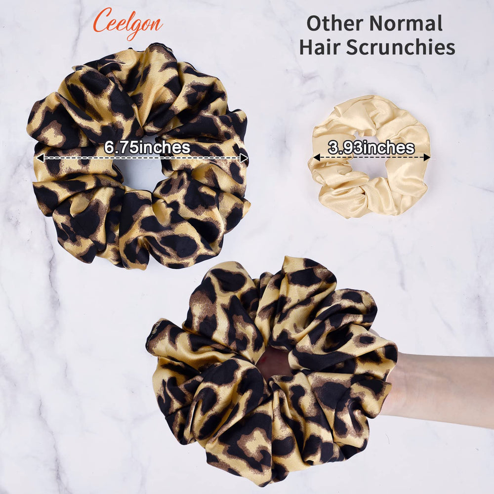 CEELGON scrunchie satin couleur champagne, texture luxueuse, idéale pour cheveux épais