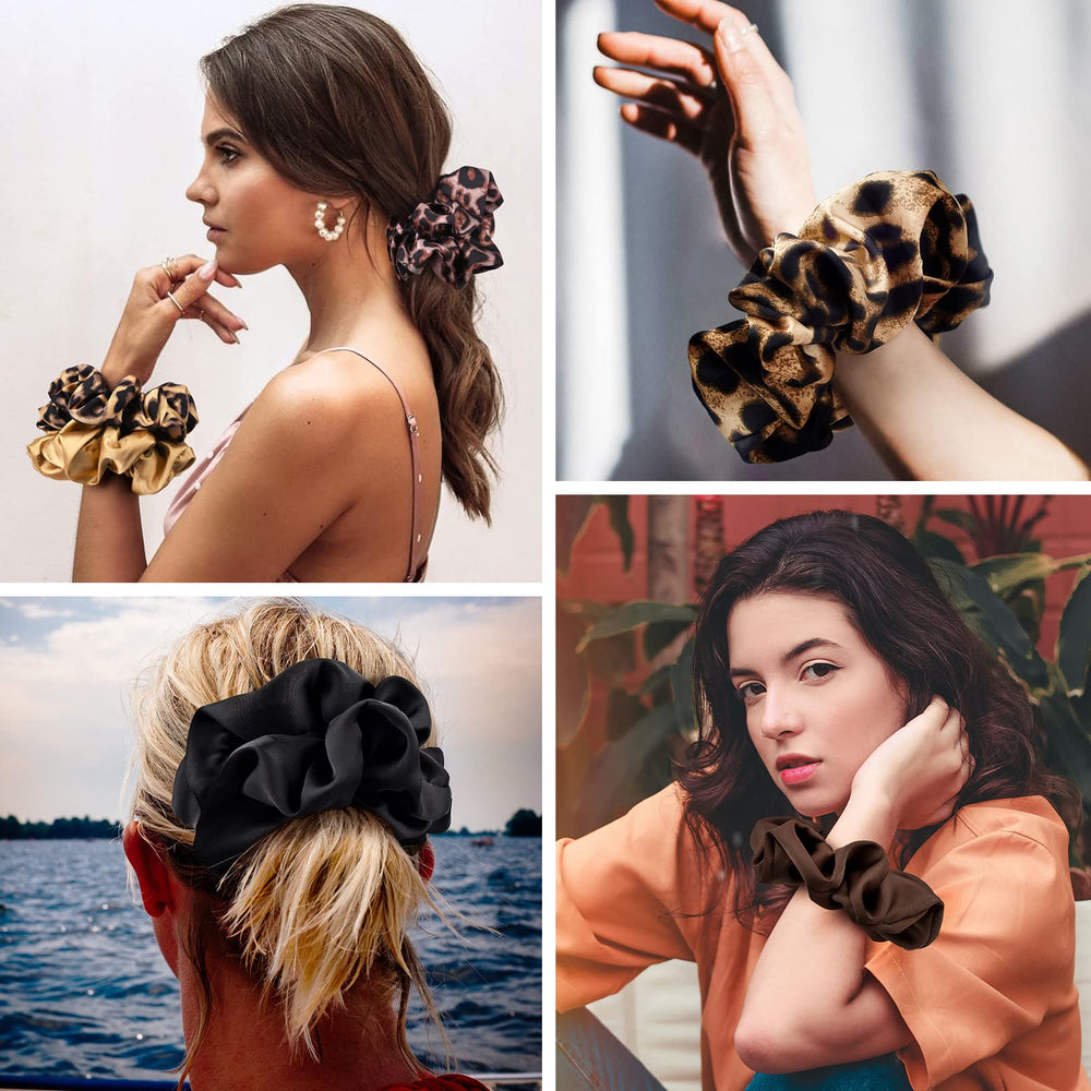 CEELGON scrunchie satin grand, usage ponytail et bun avec une touche colorée