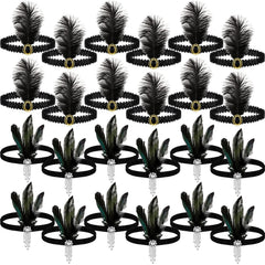 Ceenna bandeau rétro années 20 noir plume, parfait pour soirée.