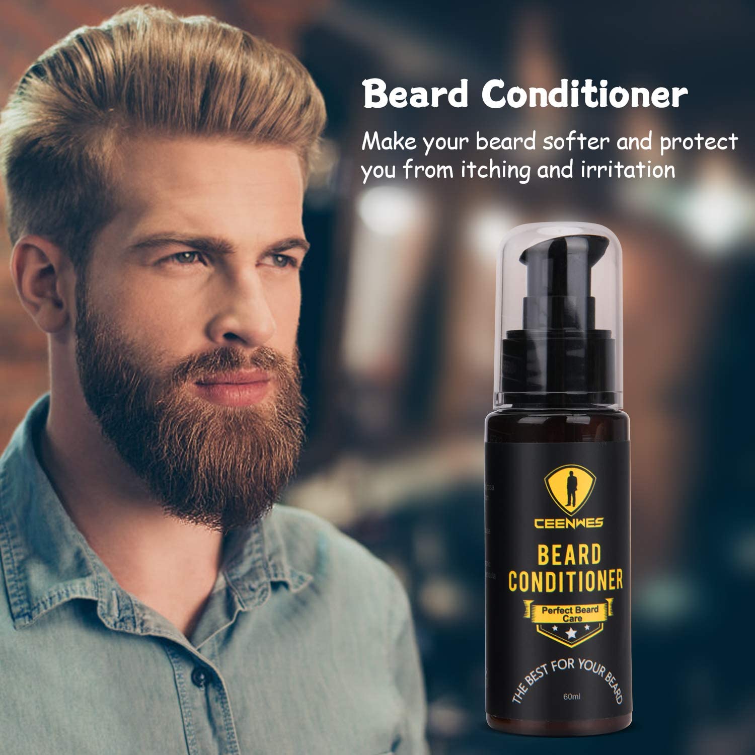 Flacon huile barbe Ceenwes, précieux pour adoucir et hydrater les poils.