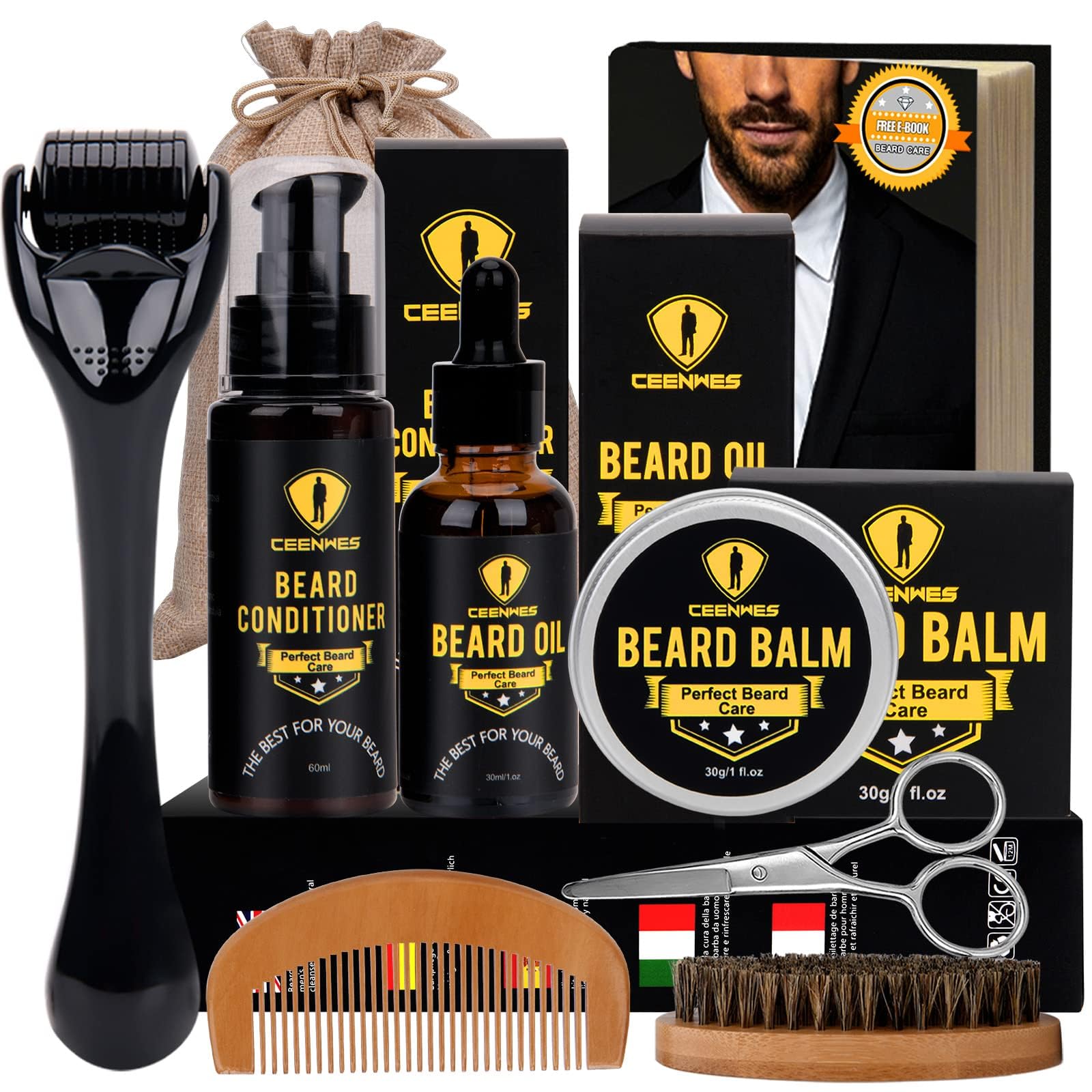 Ceenwes kit barbe complet, vue d’ensemble, pratique pour l’entretien quotidien.
