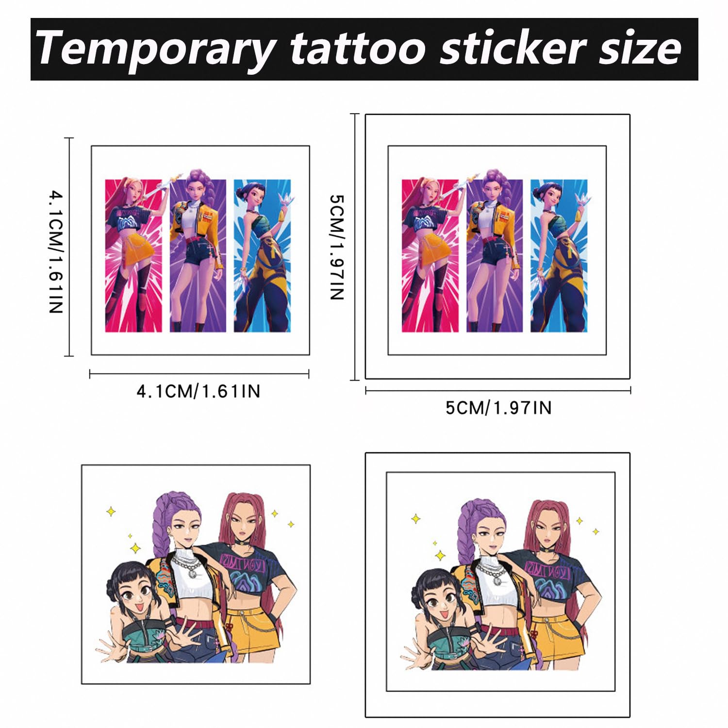 Cefoust tatouages Chasseurs de Demons à appliquer facilement pour les enfants, amusants instantanément.