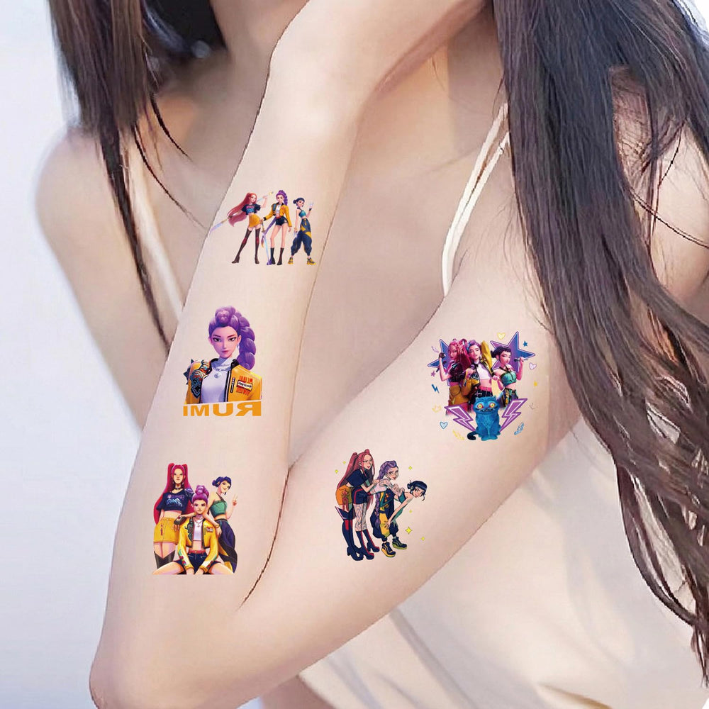 Cefoust tatouages Chasseurs de Demons, designs mignons et colorés, idéaux comme cadeaux de fête.