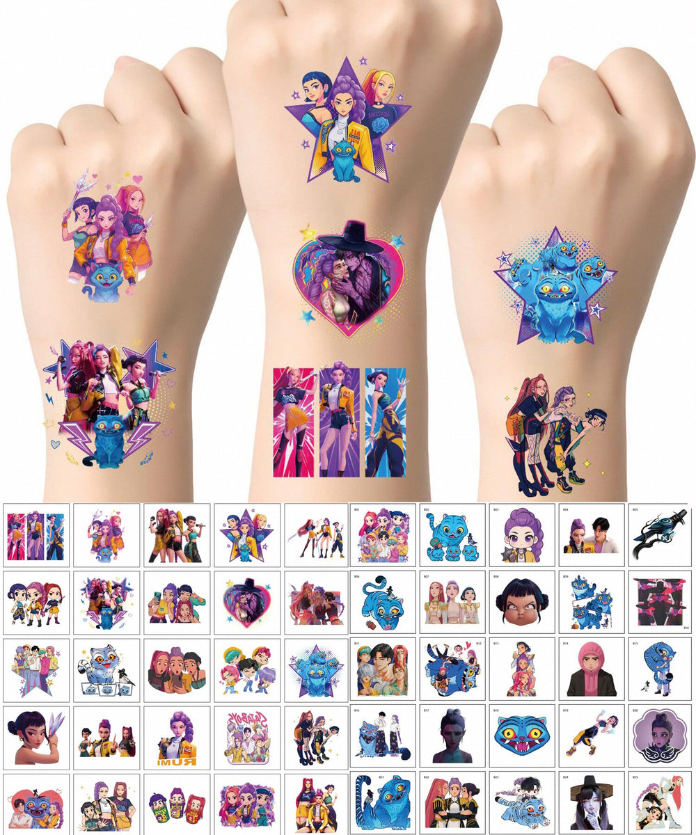 Cefoust tatouages Chasseurs de Demons sûrs pour la peau des enfants et faciles à retirer.