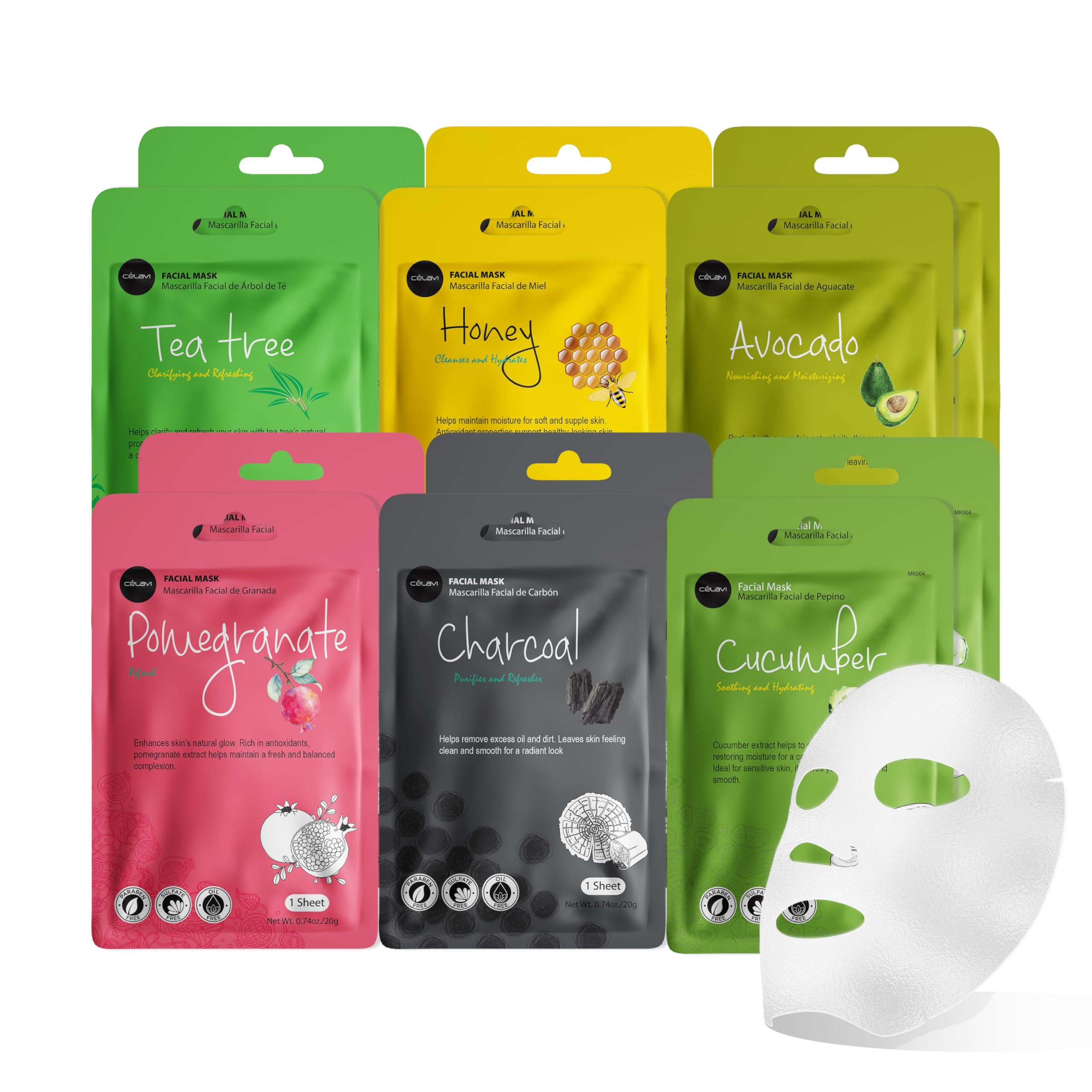 Celavi Essence masque arbre à thé en feuille, hydratation rafraîchissante