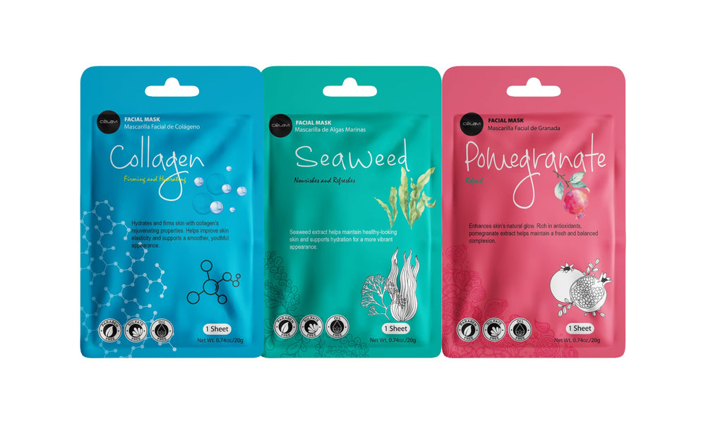 Celavi – affichage des 3 paquets pour 36 masques et une routine pratique.