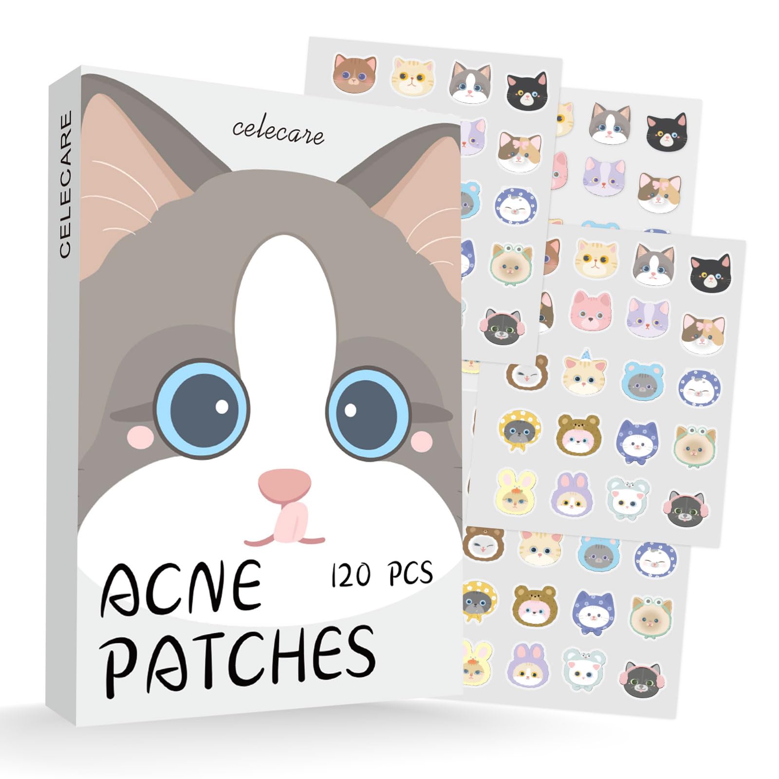 Patchs CELECARE en forme de chat hydrocolloïde pour boutons