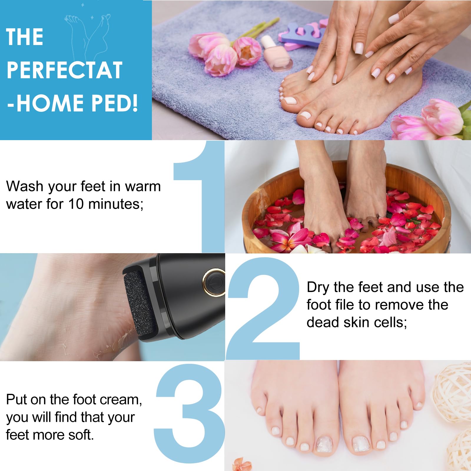 Celepen - kit-exfoliation-pieds-dix-accessoires: ensemble complet pour pédicure à domicile.