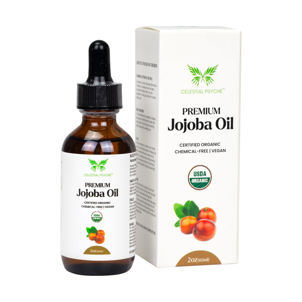 Celestial Psyché huile Jojoba: bouteille élégante pour nourrir peau et cheveux
