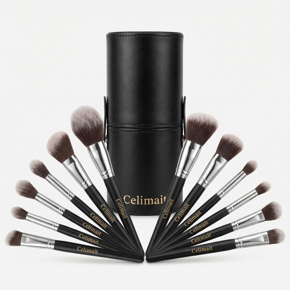 Pinceaux CELIMAIT ensemble douze pièces pour visage et yeux, application homogène.