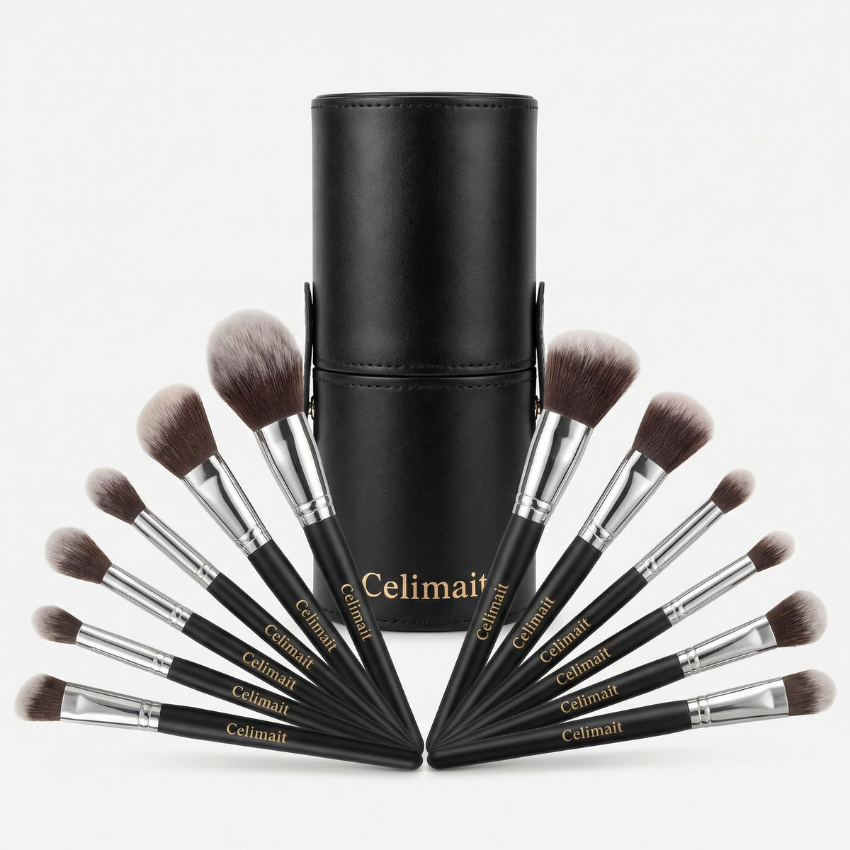 Pinceaux CELIMAIT ensemble douze pièces pour visage et yeux, application homogène.