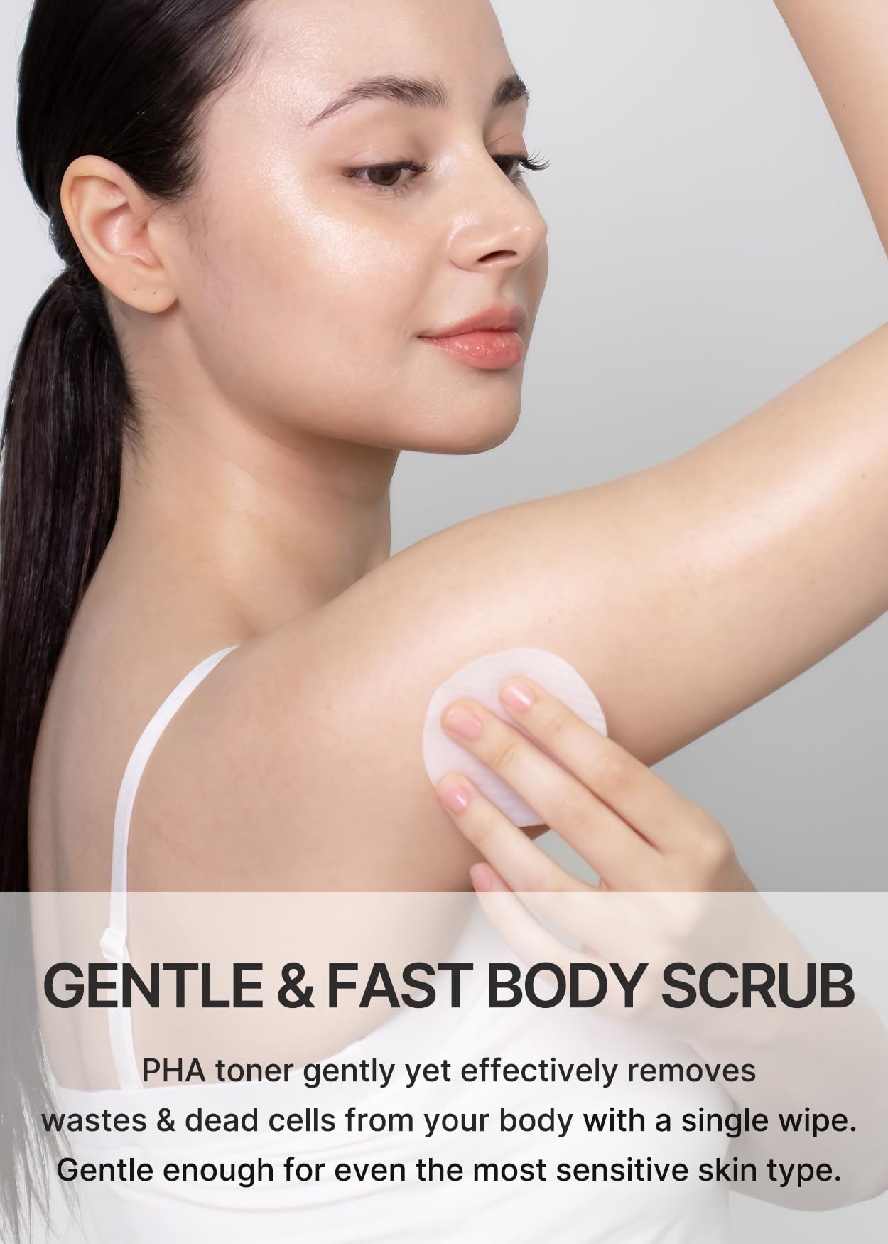 Texture gommante douce sur genoux et coudes pour lisser.