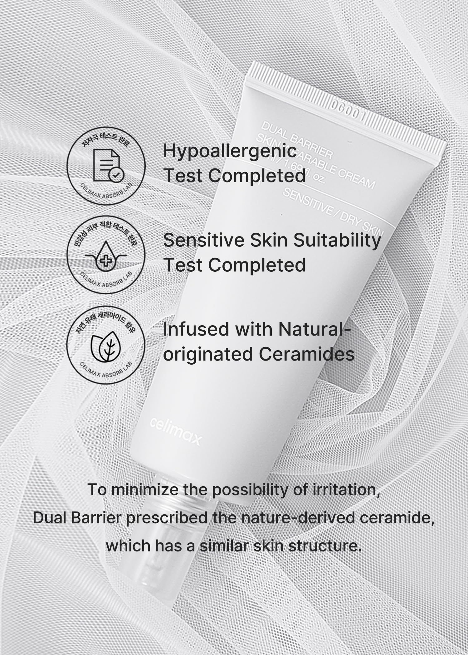 Celimax Dual Barrier : packaging compact 50 ml, pratique à emporter.