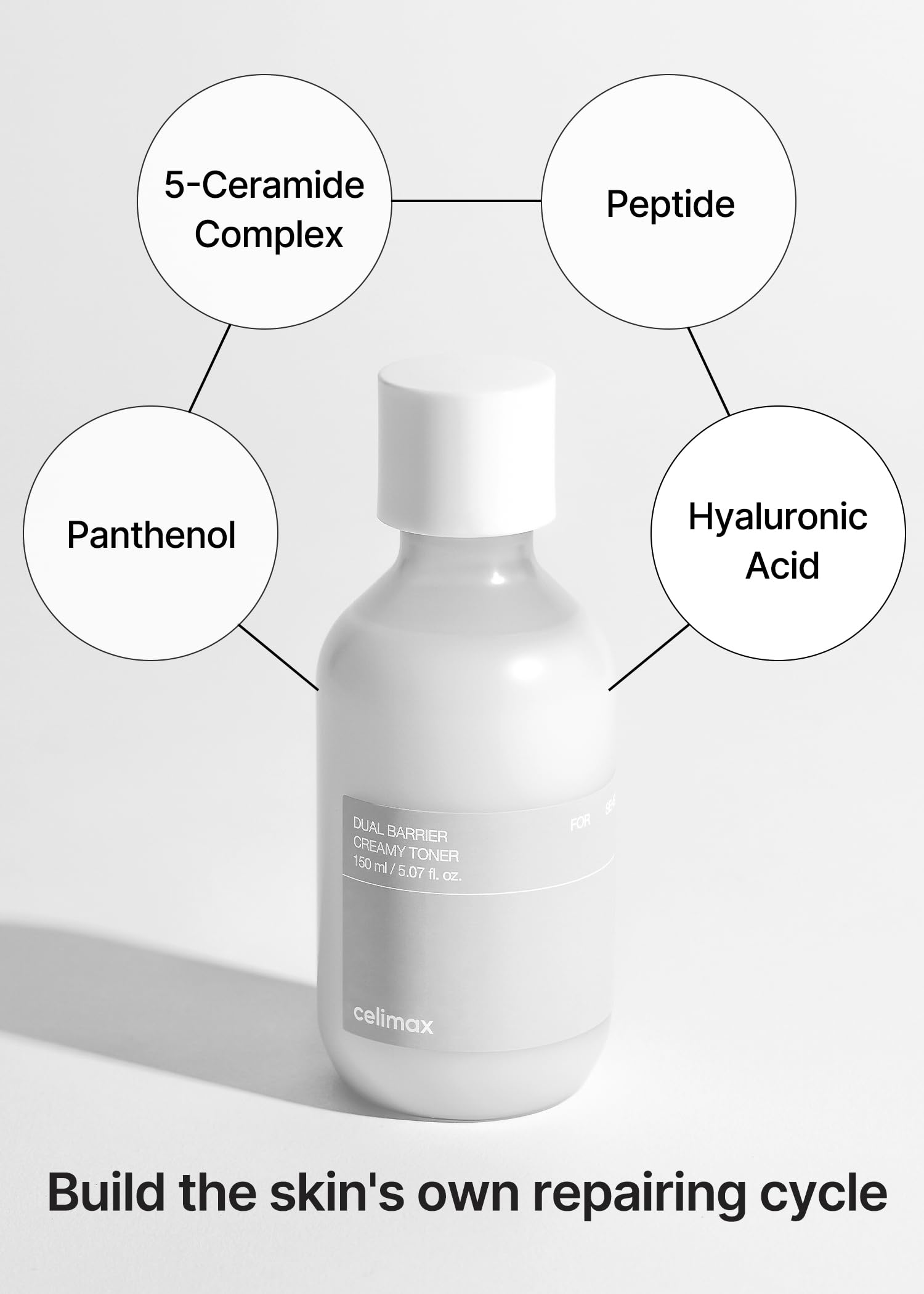 Celimax Tonique Crème Double Barrière — sans alcool et sans parfum, formulation douce.