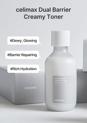 Celimax Tonique Crème Double Barrière — texture lactée enveloppant la peau en douceur.