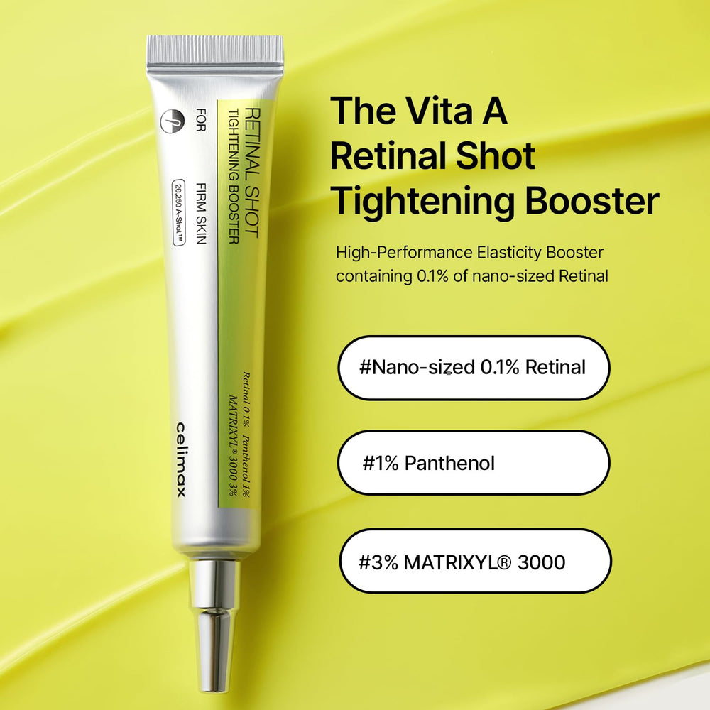 Celimax Sérum Vita A Rétinal – Goutte appliquée sur la peau pour pénétration profonde.