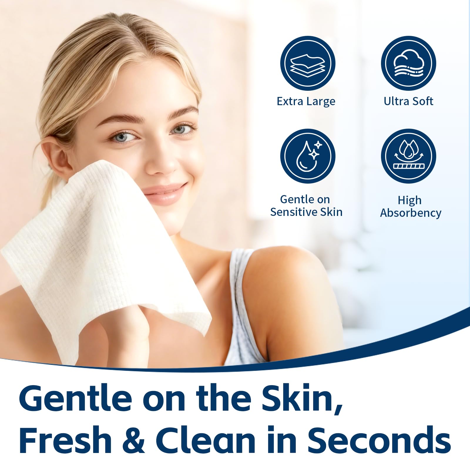 Celitina Lingettes Visage XL – texture épaisse et douce, toucher confortable pour peau sensible