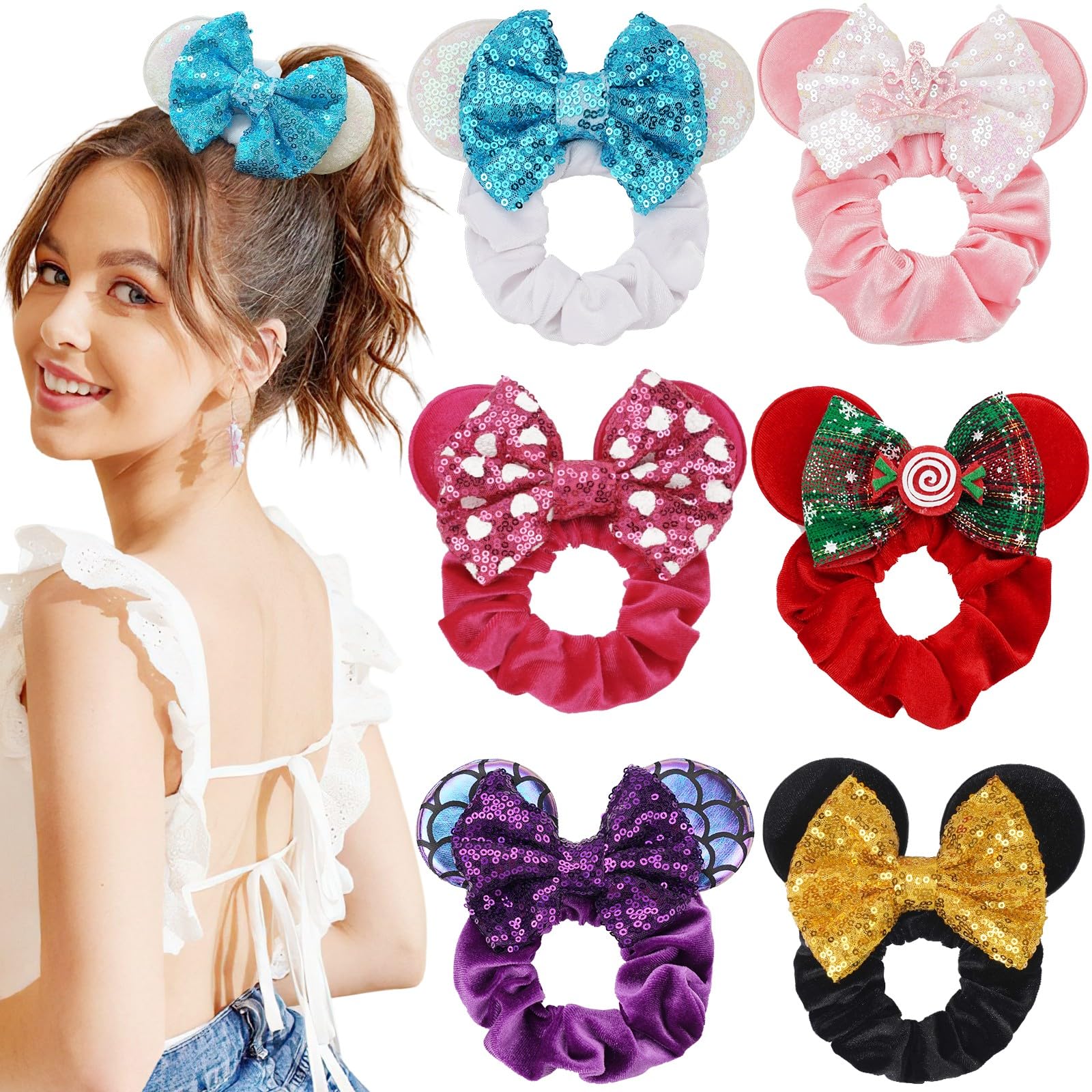 CellElection chouchou oreilles souris princesse blanche, idéal pour une coiffure chic et festive.