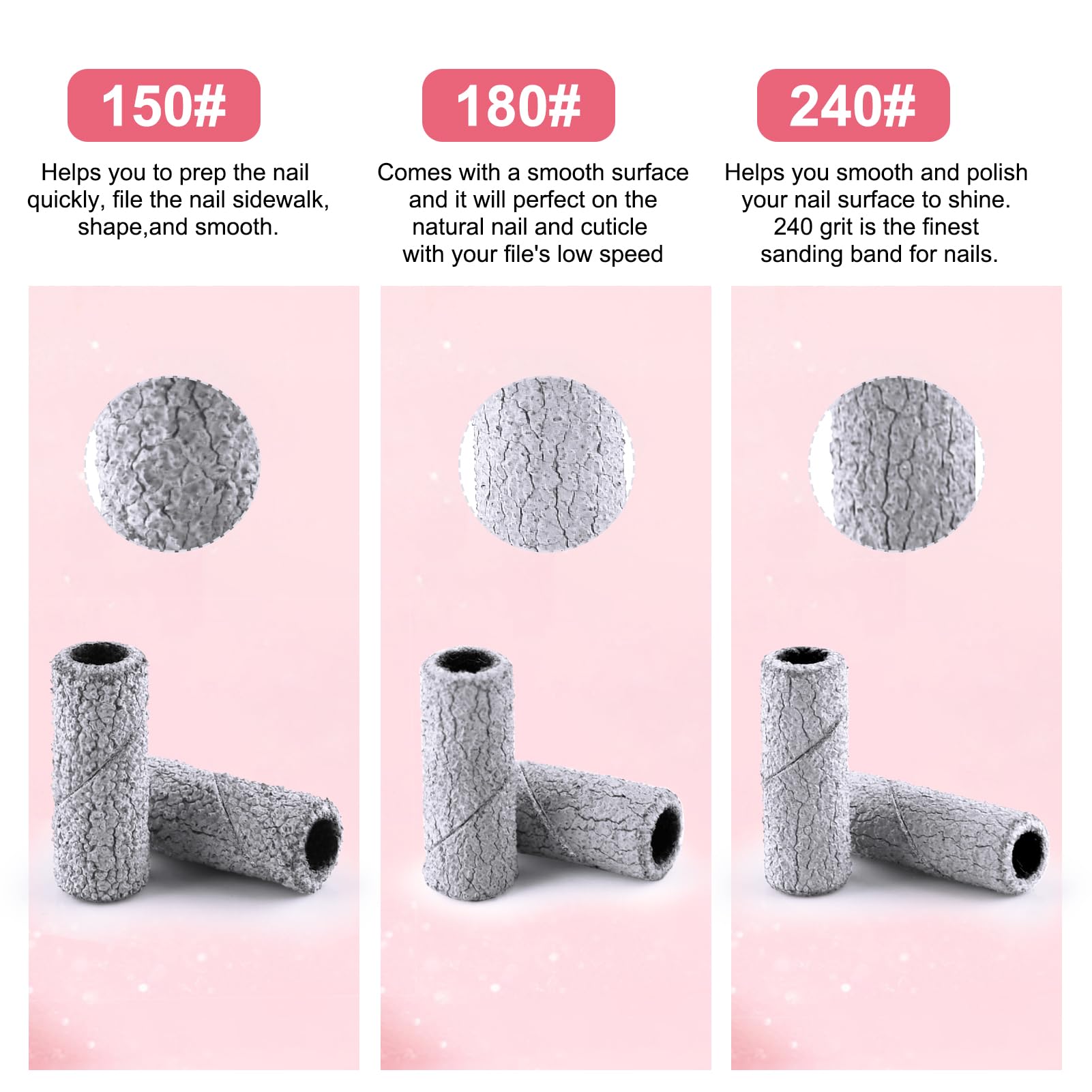 Cellentool bandes meulage grain 180 pour une surface lisse sur ongles naturels.