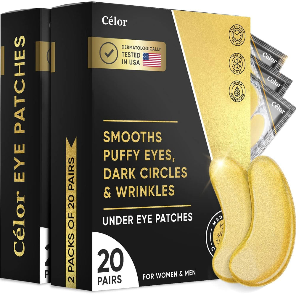 CÉLOR patchs-yeux-or: patchs yeux dorés apportant fraîcheur et éclat.