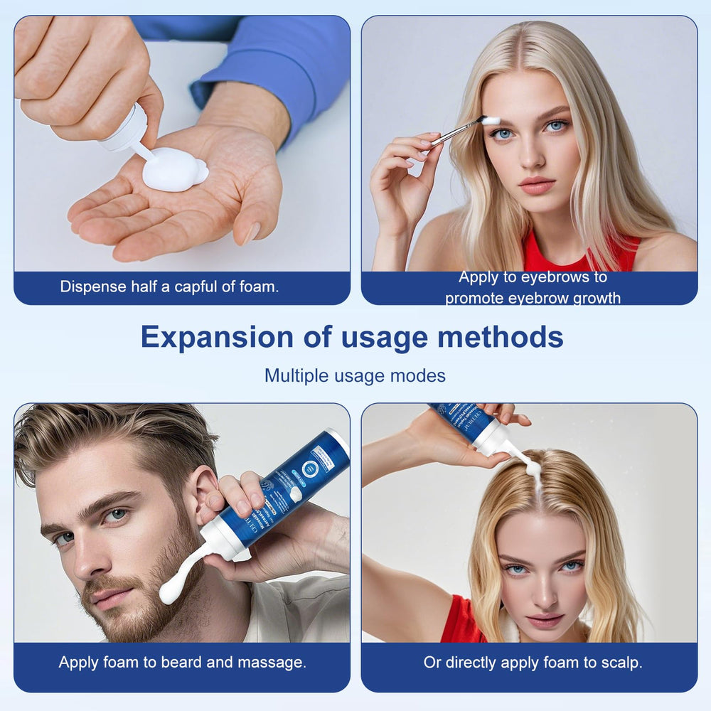 Celtrum Minoxidil Foam – formule sans parfum adaptée aux peaux sensibles.