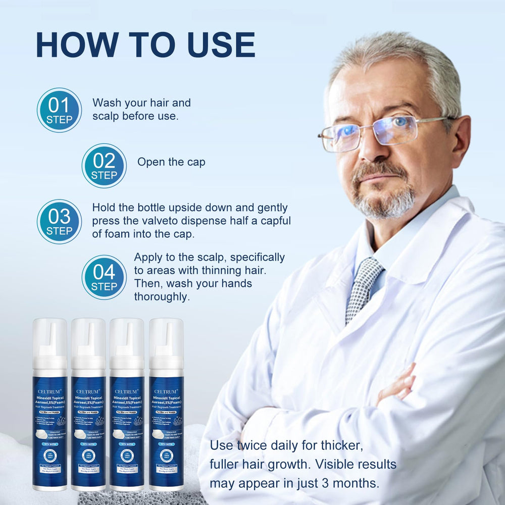 Celtrum Minoxidil Foam – emballage pratique 4x60 g.