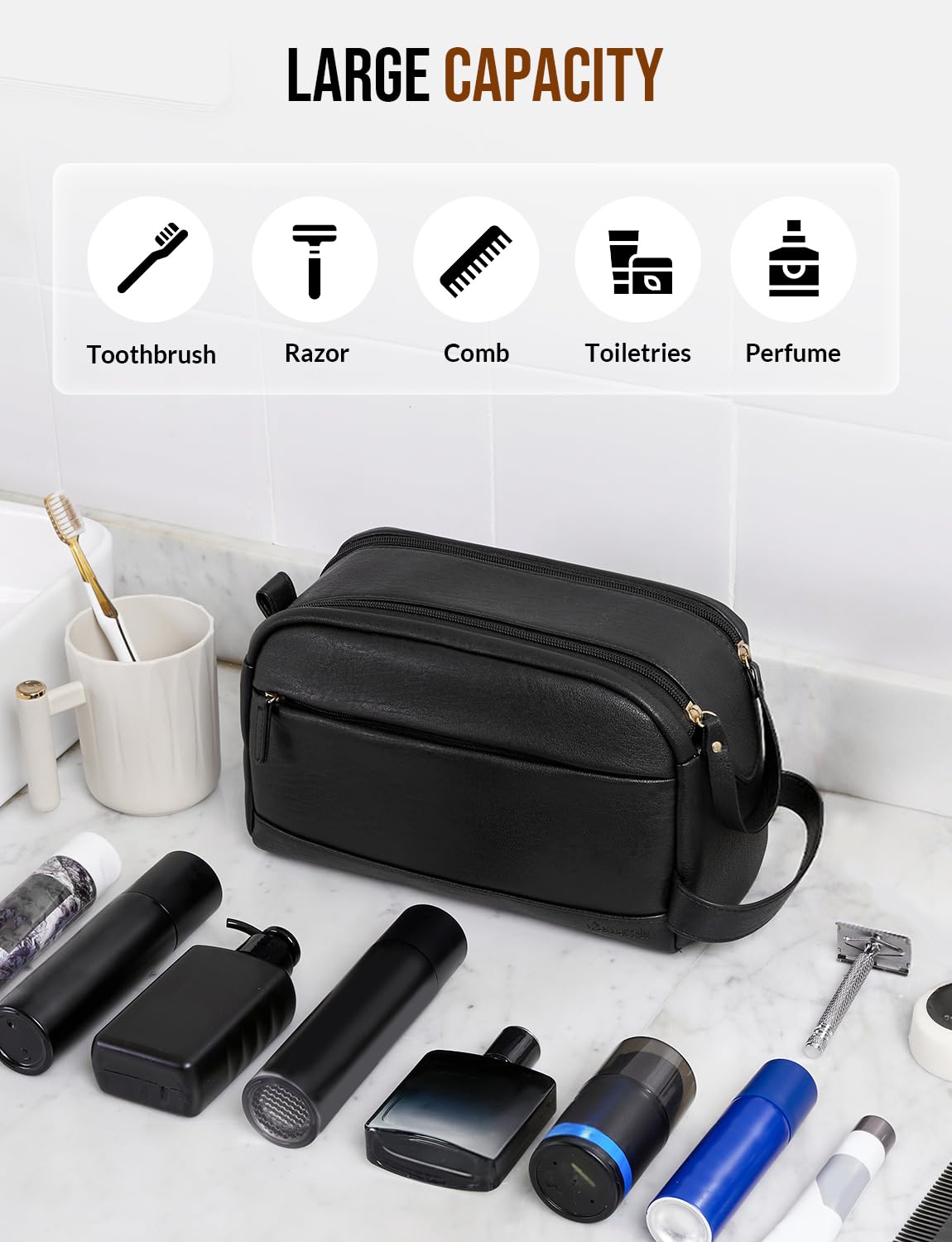 ouverture large de la trousse Celvetch avec fermeture double pour un accès rapide