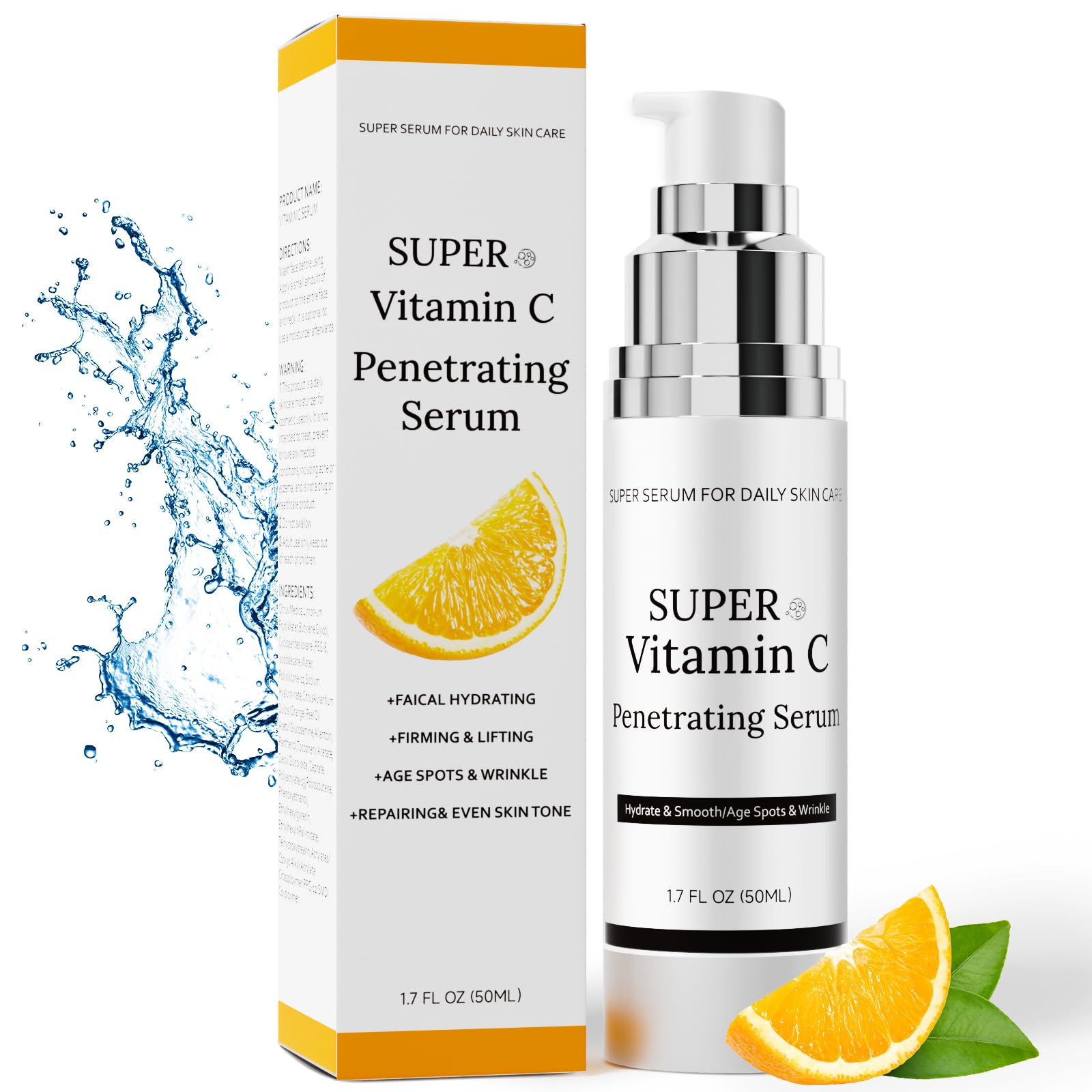 Sérum Vitamine C CEMSAZORL pour le visage, hydratation éclatante